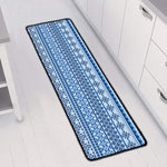 Blue Native American Aztec Pattern Print Long Kitchen Mat