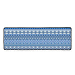 Blue Native American Aztec Pattern Print Long Kitchen Mat