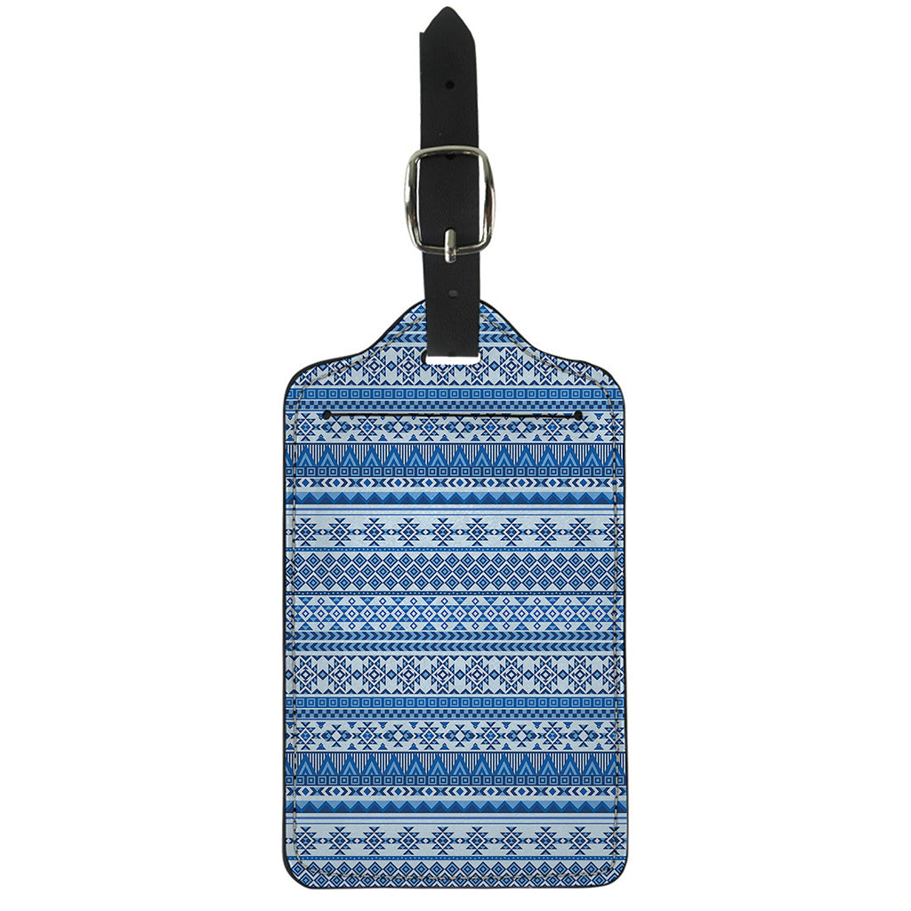 Blue Native American Aztec Pattern Print Luggage Tag