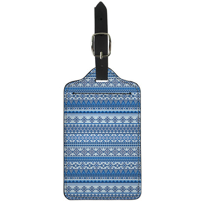 Blue Native American Aztec Pattern Print Luggage Tag