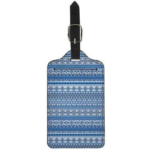 Blue Native American Aztec Pattern Print Luggage Tag