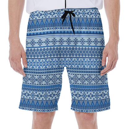 Blue Native American Aztec Pattern Print Men's Beach Shorts