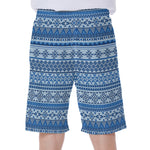Blue Native American Aztec Pattern Print Men's Beach Shorts