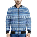 Blue Native American Aztec Pattern Print Men's Bomber Jacket