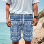 Blue Native American Aztec Pattern Print Men's Cargo Shorts
