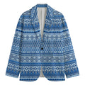 Blue Native American Aztec Pattern Print Men's Cotton Blazer