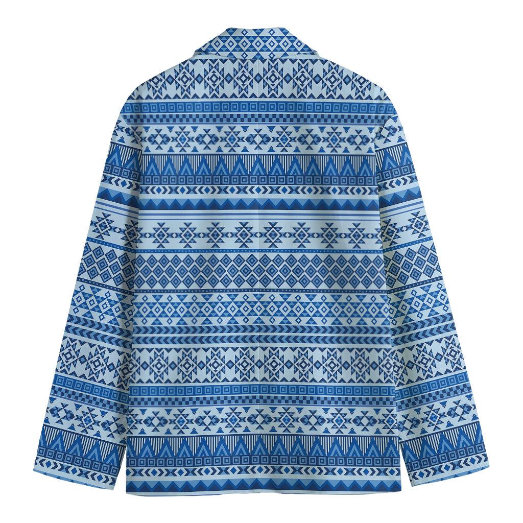 Blue Native American Aztec Pattern Print Men's Cotton Blazer