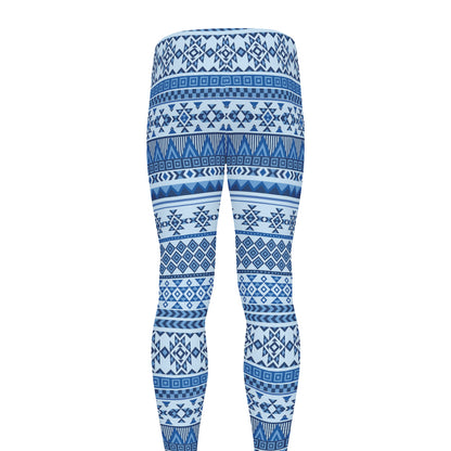 Blue Native American Aztec Pattern Print Men's leggings