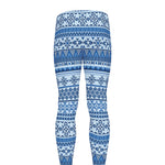 Blue Native American Aztec Pattern Print Men's leggings