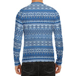 Blue Native American Aztec Pattern Print Men's Long Sleeve Rash Guard