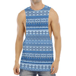 Blue Native American Aztec Pattern Print Men's Muscle Tank Top