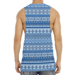 Blue Native American Aztec Pattern Print Men's Muscle Tank Top