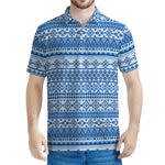 Blue Native American Aztec Pattern Print Men's Polo Shirt