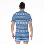 Blue Native American Aztec Pattern Print Men's Rompers