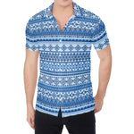Blue Native American Aztec Pattern Print Men's Shirt