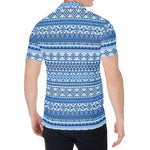 Blue Native American Aztec Pattern Print Men's Shirt