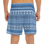 Blue Native American Aztec Pattern Print Men's Split Running Shorts