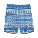 Blue Native American Aztec Pattern Print Men's Sports Shorts