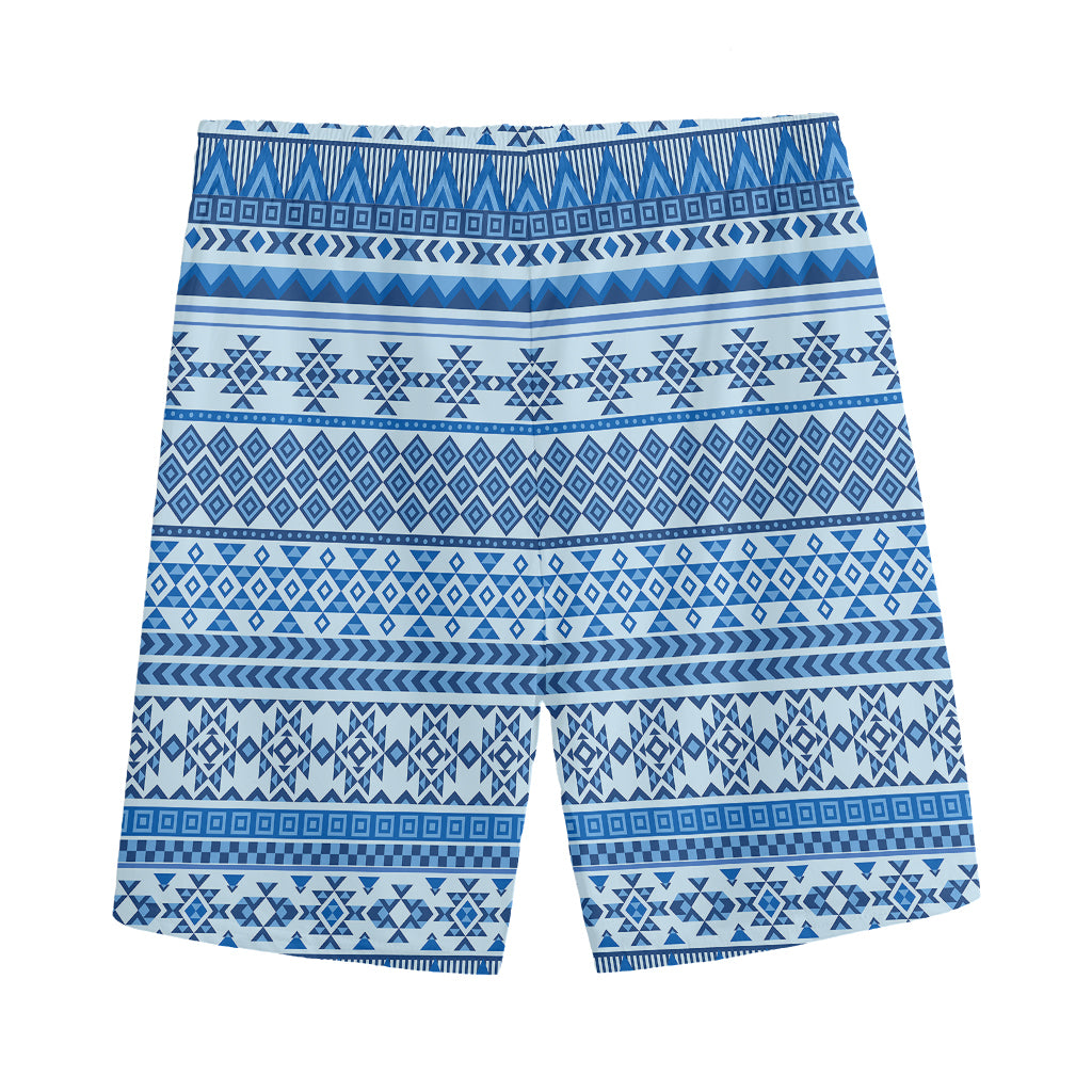Blue Native American Aztec Pattern Print Men's Sports Shorts