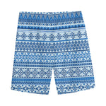 Blue Native American Aztec Pattern Print Men's Sports Shorts