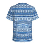 Blue Native American Aztec Pattern Print Men's Sports T-Shirt