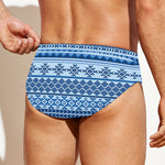Blue Native American Aztec Pattern Print Men's Swim Briefs