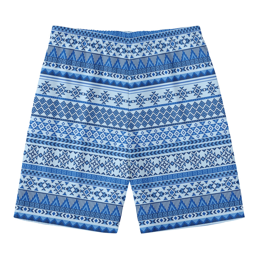 Blue Native American Aztec Pattern Print Men's Swim Trunks