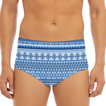 Blue Native American Aztec Pattern Print Men's Triangle Swim Briefs