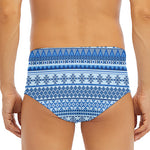 Blue Native American Aztec Pattern Print Men's Triangle Swim Briefs