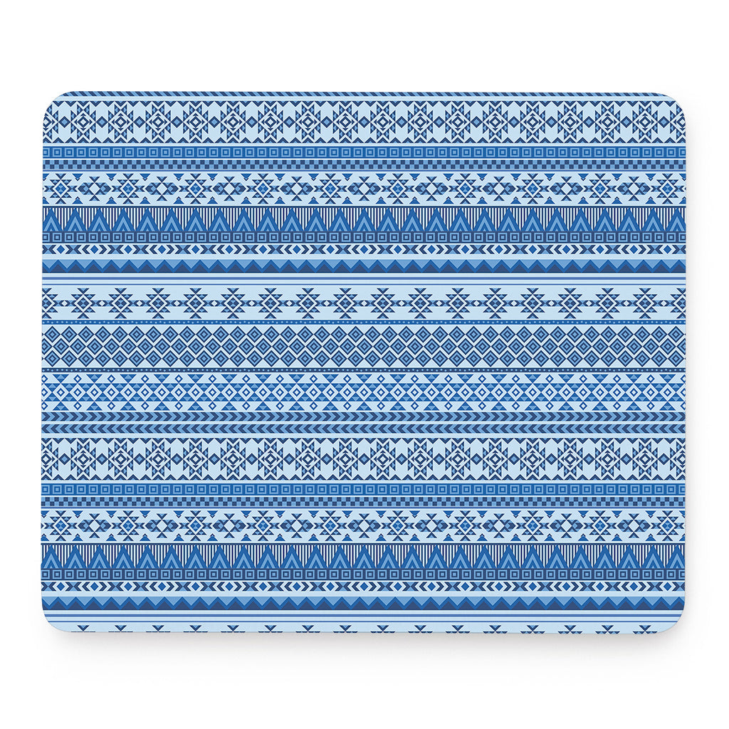 Blue Native American Aztec Pattern Print Mouse Pad