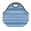 Blue Native American Aztec Pattern Print Neoprene Lunch Bag