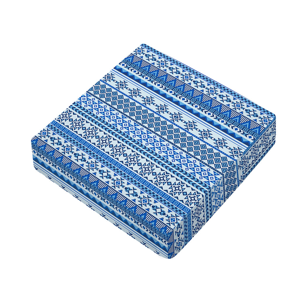 Blue Native American Aztec Pattern Print Outdoor Seat Cushion Cover