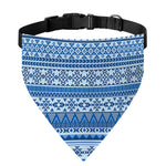 Blue Native American Aztec Pattern Print Over The Collar Dog Bandana