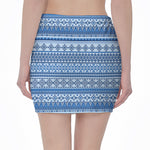 Blue Native American Aztec Pattern Print Pencil Mini Skirt
