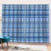 Blue Native American Aztec Pattern Print Pencil Pleat Curtains