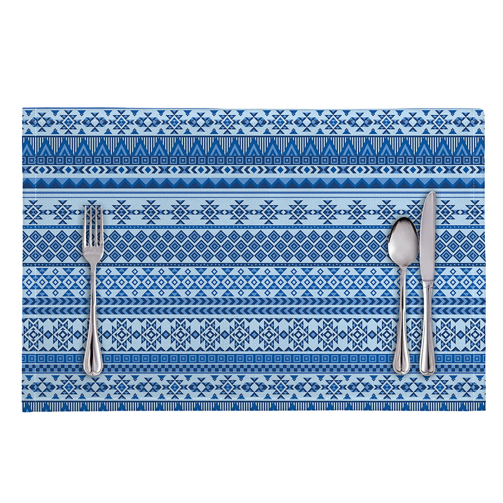 Blue Native American Aztec Pattern Print Placemat