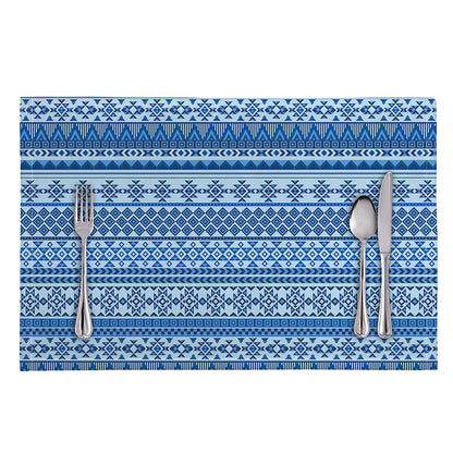 Blue Native American Aztec Pattern Print Placemat