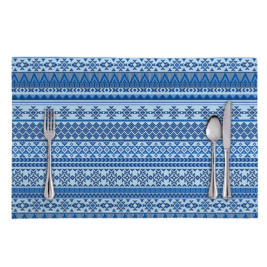 Blue Native American Aztec Pattern Print Placemat
