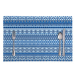 Blue Native American Aztec Pattern Print Placemat