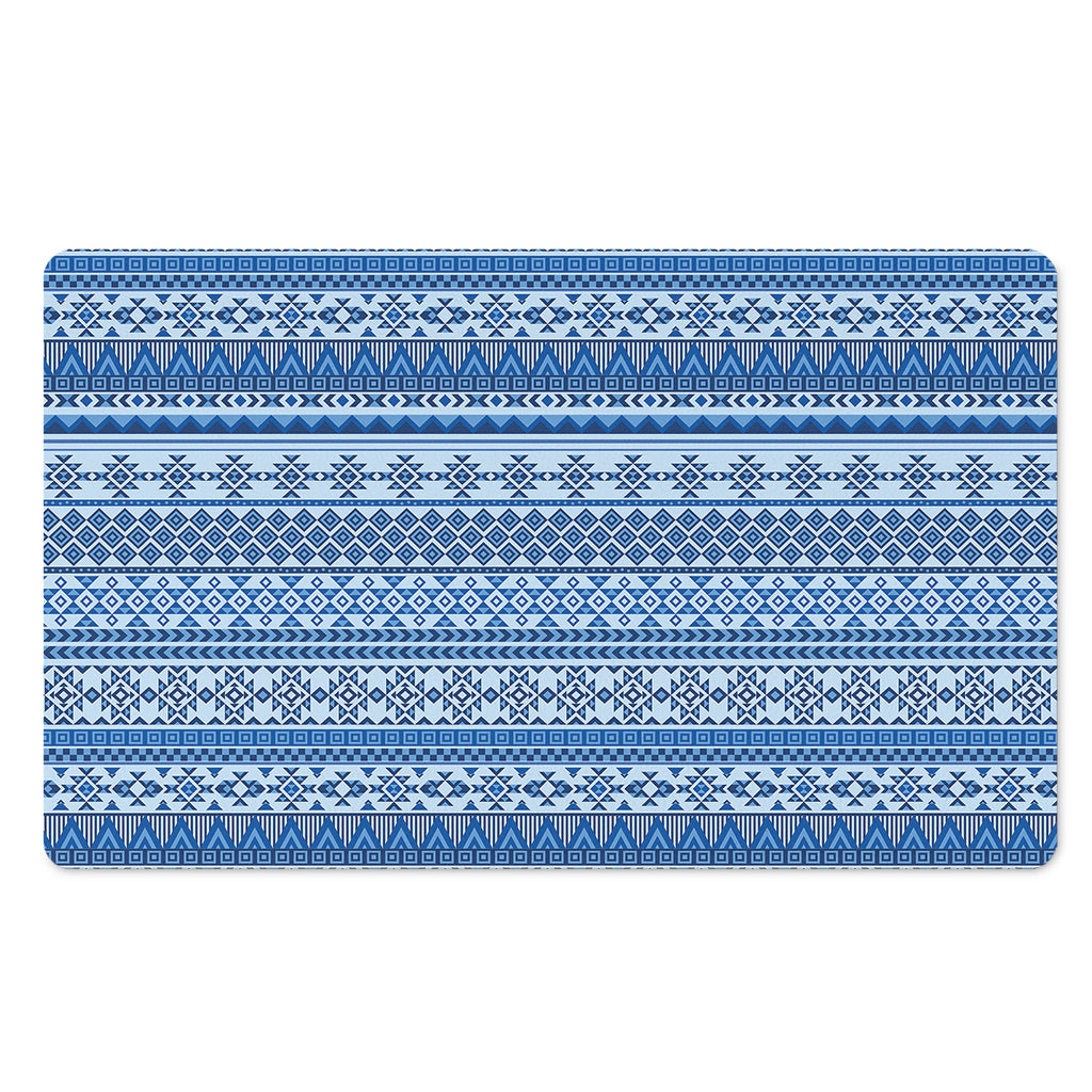 Blue Native American Aztec Pattern Print Polyester Doormat