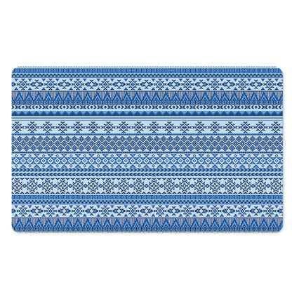 Blue Native American Aztec Pattern Print Polyester Doormat