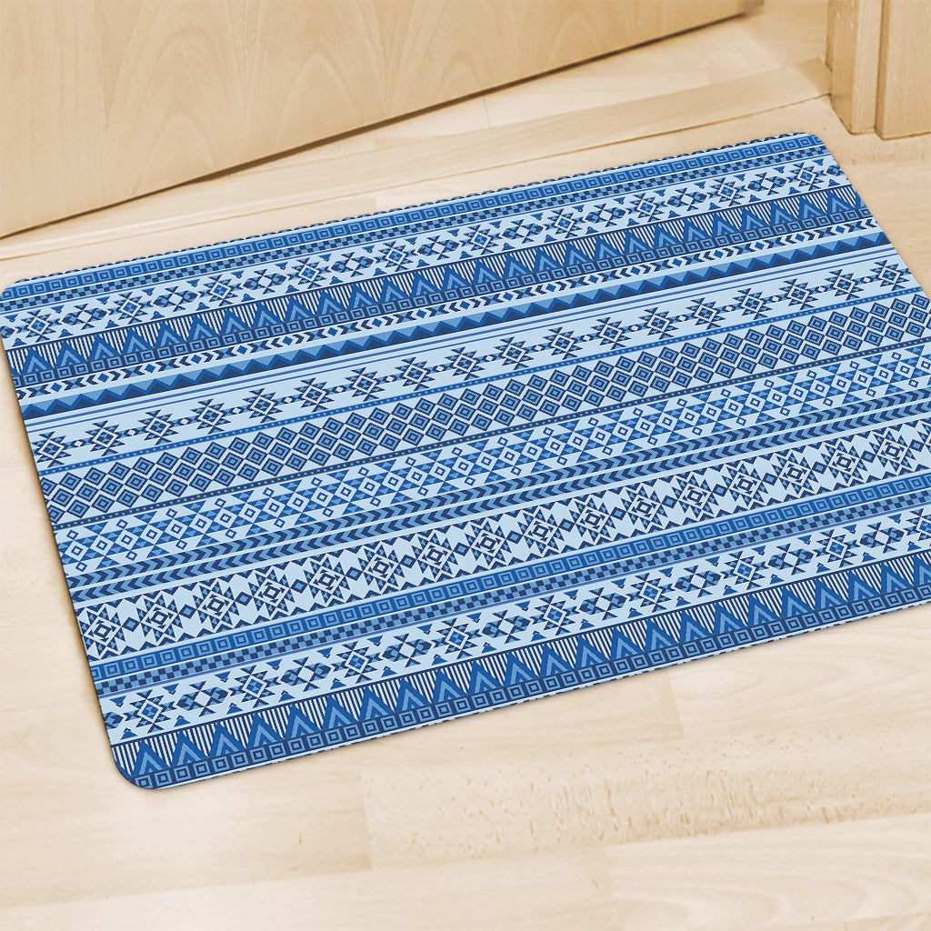 Blue Native American Aztec Pattern Print Polyester Doormat