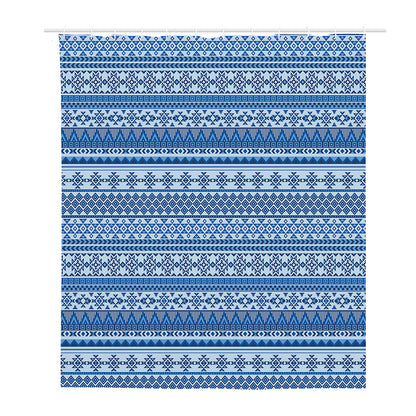 Blue Native American Aztec Pattern Print Polyester Shower Curtain