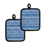 Blue Native American Aztec Pattern Print Pot Holders