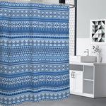 Blue Native American Aztec Pattern Print Premium Shower Curtain