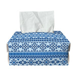 Blue Native American Aztec Pattern Print Rectangle Tissue Box Cover