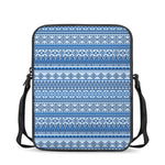 Blue Native American Aztec Pattern Print Rectangular Crossbody Bag