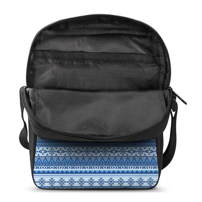 Blue Native American Aztec Pattern Print Rectangular Crossbody Bag