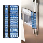 Blue Native American Aztec Pattern Print Refrigerator Handle Covers