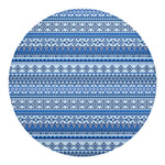 Blue Native American Aztec Pattern Print Round Blanket